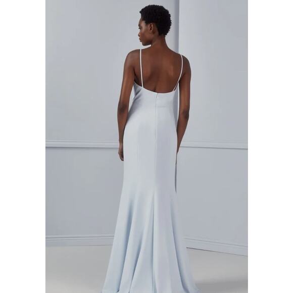 Amsale Tali Cowl Neck Maxi Formal Crepe Bridesmaid Dress Blush Size 14 - Picture 3 of 9